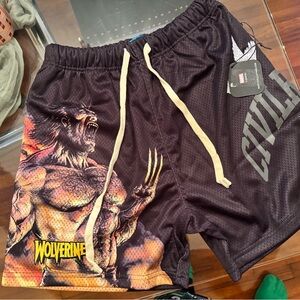 Marvel Wolverine Graphic Men's Shorts - Black and Yellow